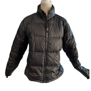 womens canadian black puffer winter ski jacket large